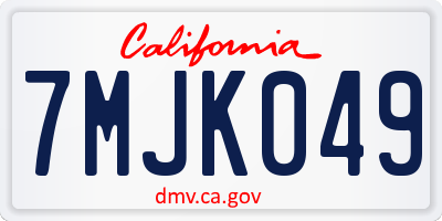 CA license plate 7MJK049
