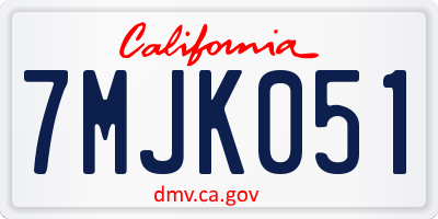 CA license plate 7MJK051