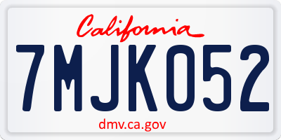 CA license plate 7MJK052