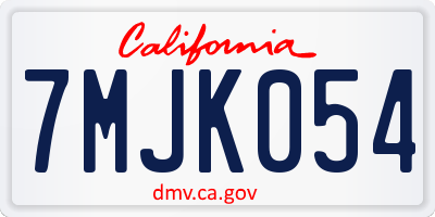 CA license plate 7MJK054