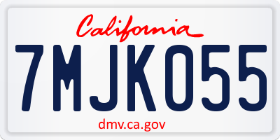 CA license plate 7MJK055