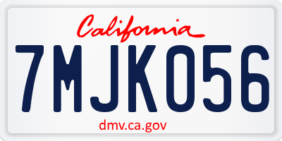 CA license plate 7MJK056