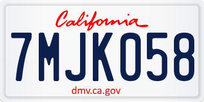 CA license plate 7MJK058
