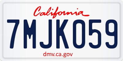 CA license plate 7MJK059