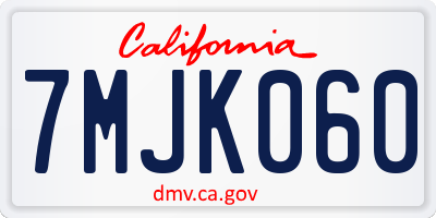 CA license plate 7MJK060