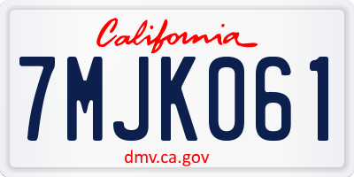 CA license plate 7MJK061