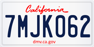 CA license plate 7MJK062