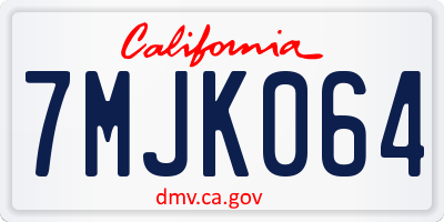 CA license plate 7MJK064