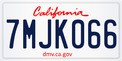 CA license plate 7MJK066