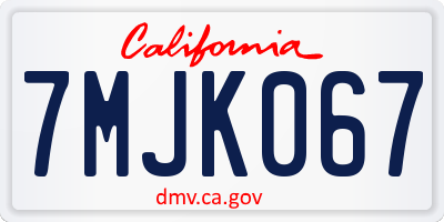 CA license plate 7MJK067