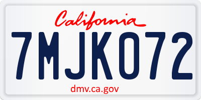 CA license plate 7MJK072