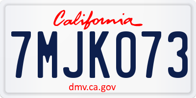 CA license plate 7MJK073