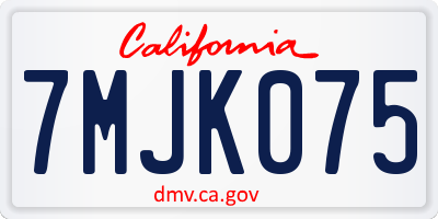 CA license plate 7MJK075