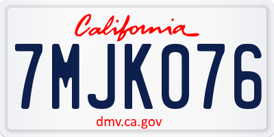 CA license plate 7MJK076