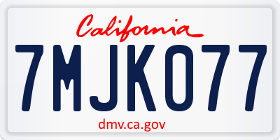 CA license plate 7MJK077