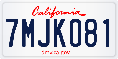 CA license plate 7MJK081
