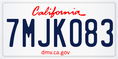 CA license plate 7MJK083