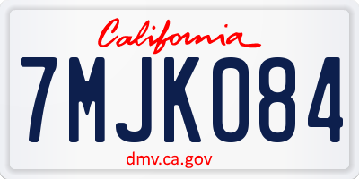 CA license plate 7MJK084