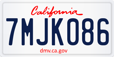 CA license plate 7MJK086