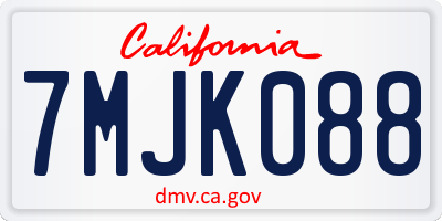 CA license plate 7MJK088