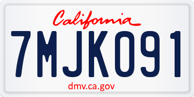 CA license plate 7MJK091