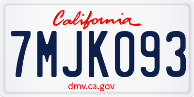 CA license plate 7MJK093