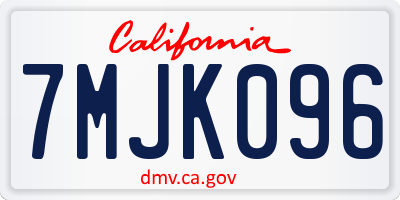 CA license plate 7MJK096