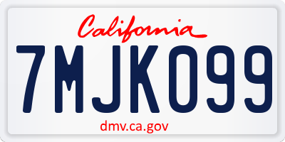 CA license plate 7MJK099