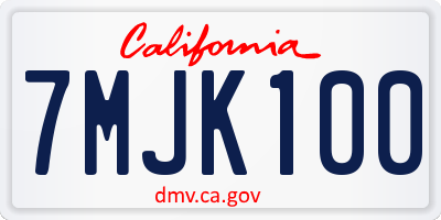CA license plate 7MJK100