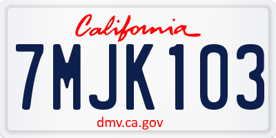 CA license plate 7MJK103