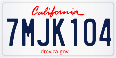 CA license plate 7MJK104