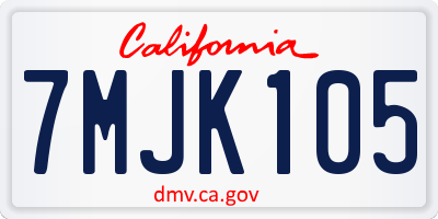 CA license plate 7MJK105