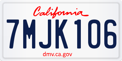 CA license plate 7MJK106