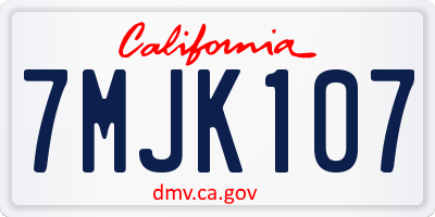 CA license plate 7MJK107