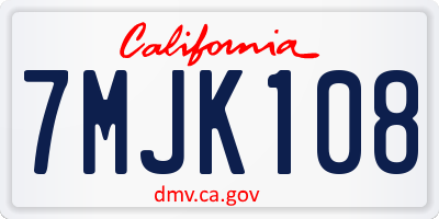 CA license plate 7MJK108