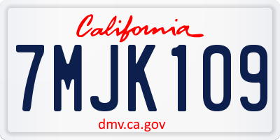 CA license plate 7MJK109