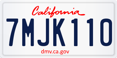 CA license plate 7MJK110