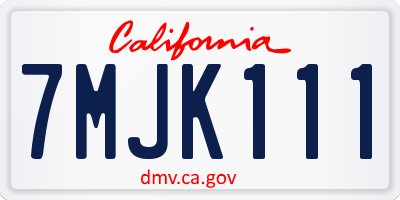 CA license plate 7MJK111