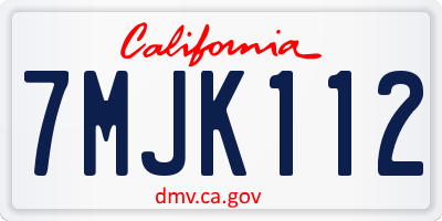 CA license plate 7MJK112