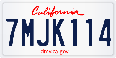CA license plate 7MJK114
