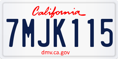 CA license plate 7MJK115