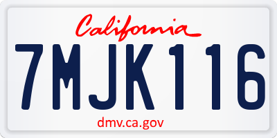 CA license plate 7MJK116