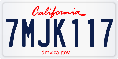 CA license plate 7MJK117