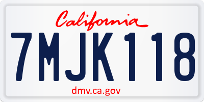 CA license plate 7MJK118