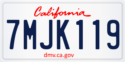 CA license plate 7MJK119