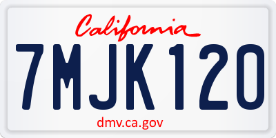 CA license plate 7MJK120