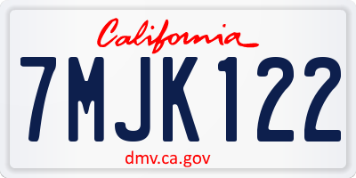 CA license plate 7MJK122