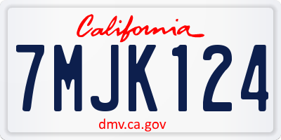 CA license plate 7MJK124