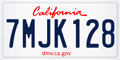 CA license plate 7MJK128