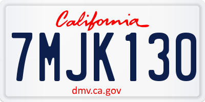CA license plate 7MJK130